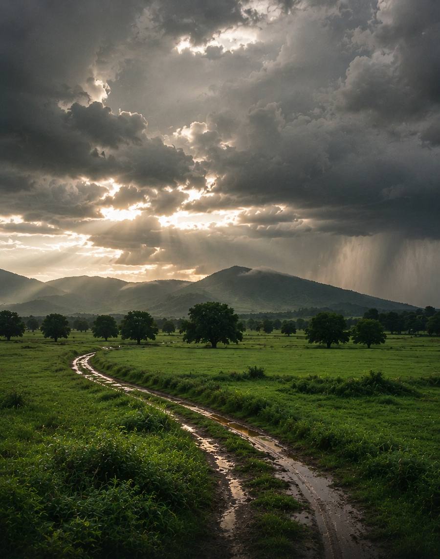 Monsoon light over the land